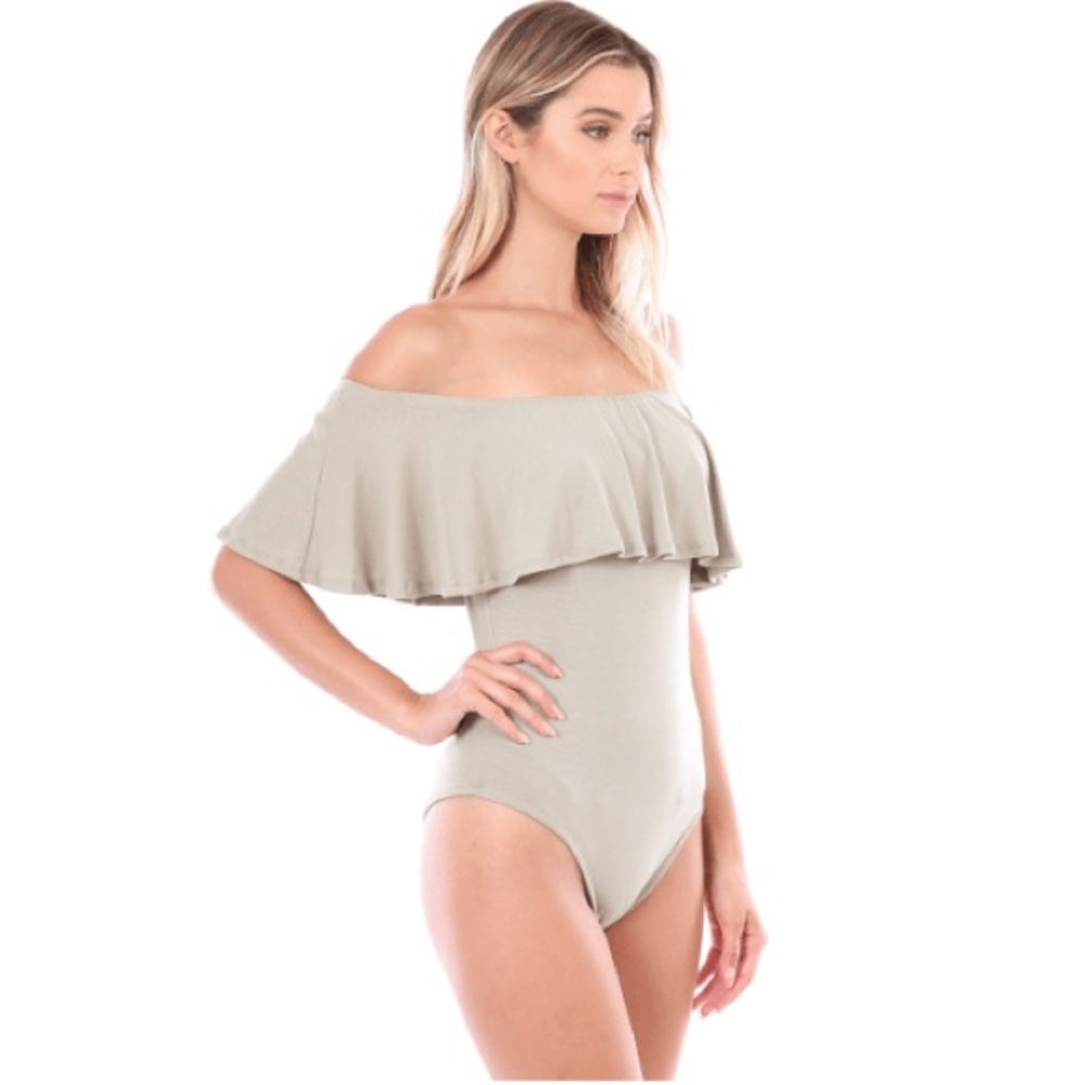 Off Shoulder Bodysuit Sexy Flounce Top